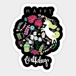 Unicorn Happy Birthday Sticker